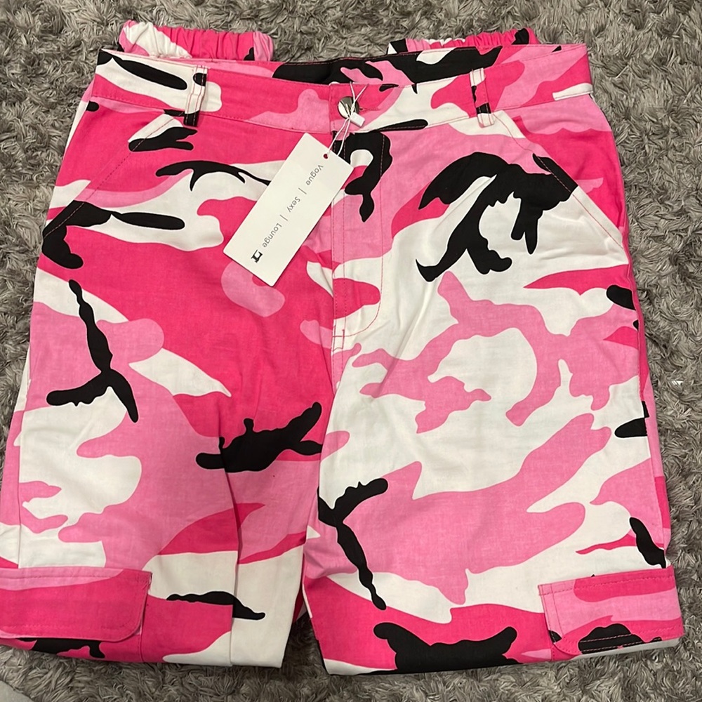 Pink camo cargo pants